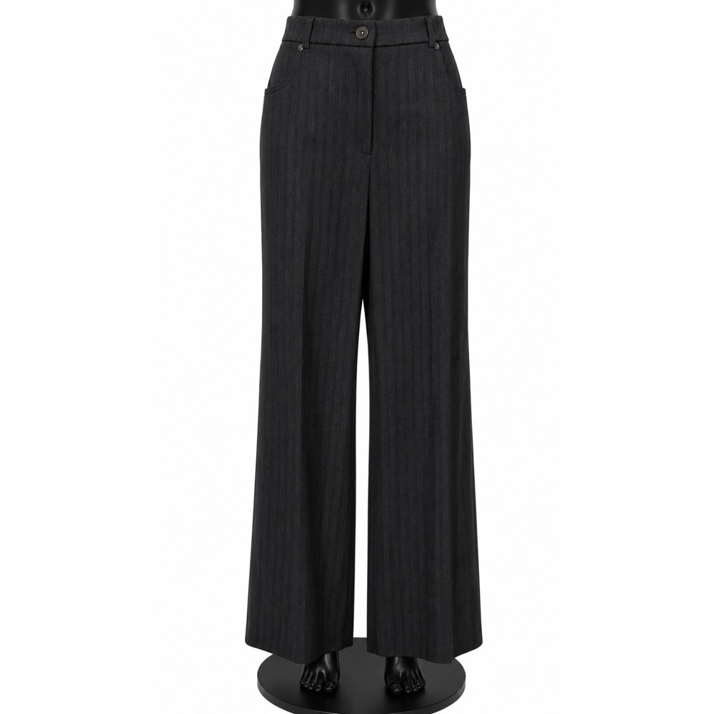 Lana Sport Womens Casual Boot Cut Pants Size 14 Black Pinstripe‎ Cotton Stretch